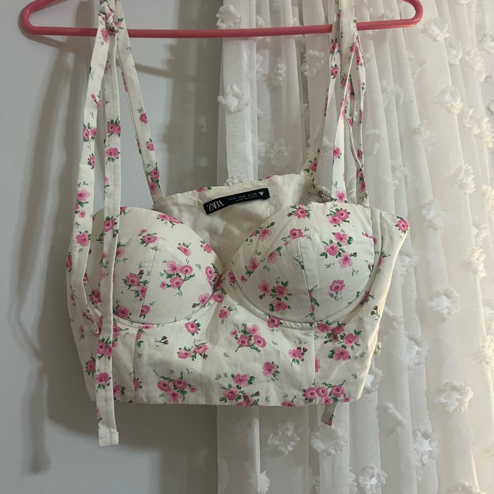 zara flower cropped corset